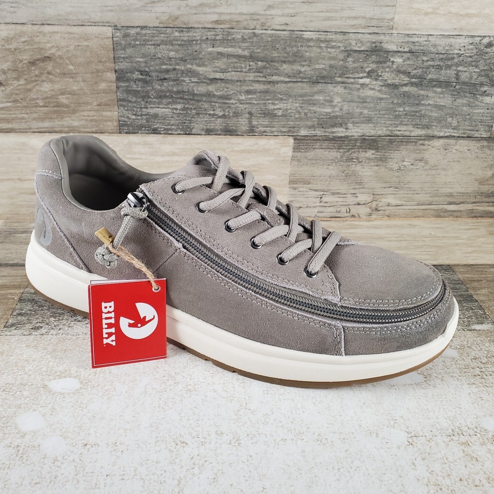 BILLY Comfort Low Womens Shoes Sz 11 M Gray Suede Wrap-Around Zipper Sneakers